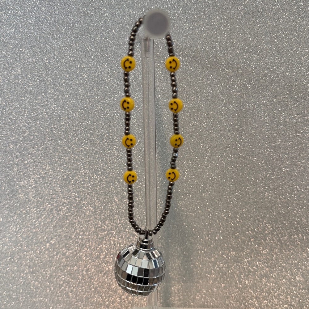 one-of-a-kind handmade disco ball rearview mirror charm